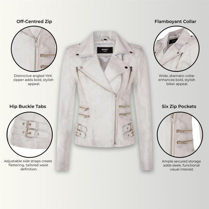 Womens Leather Brando Biker Jacket - Orlando