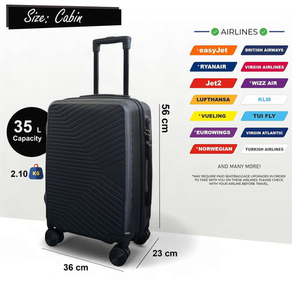 Junee Cabin Hard Shell Suitcase in Black