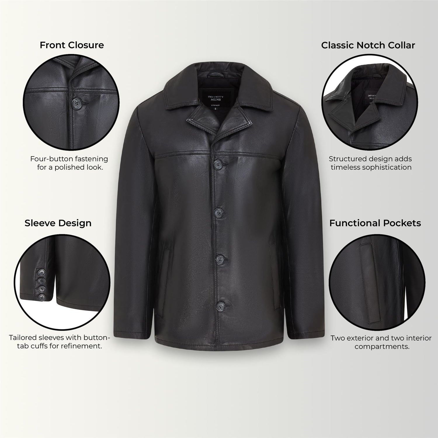 Men’s 4 Button Italian Leather Blazer Jacket - Loxton