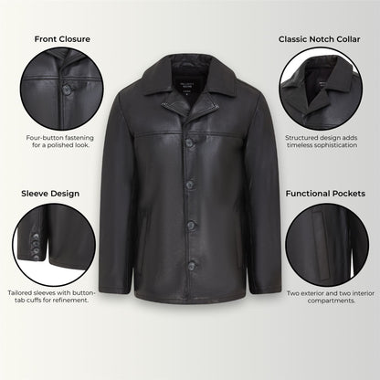 Men’s 4 Button Italian Leather Blazer Jacket - Loxton