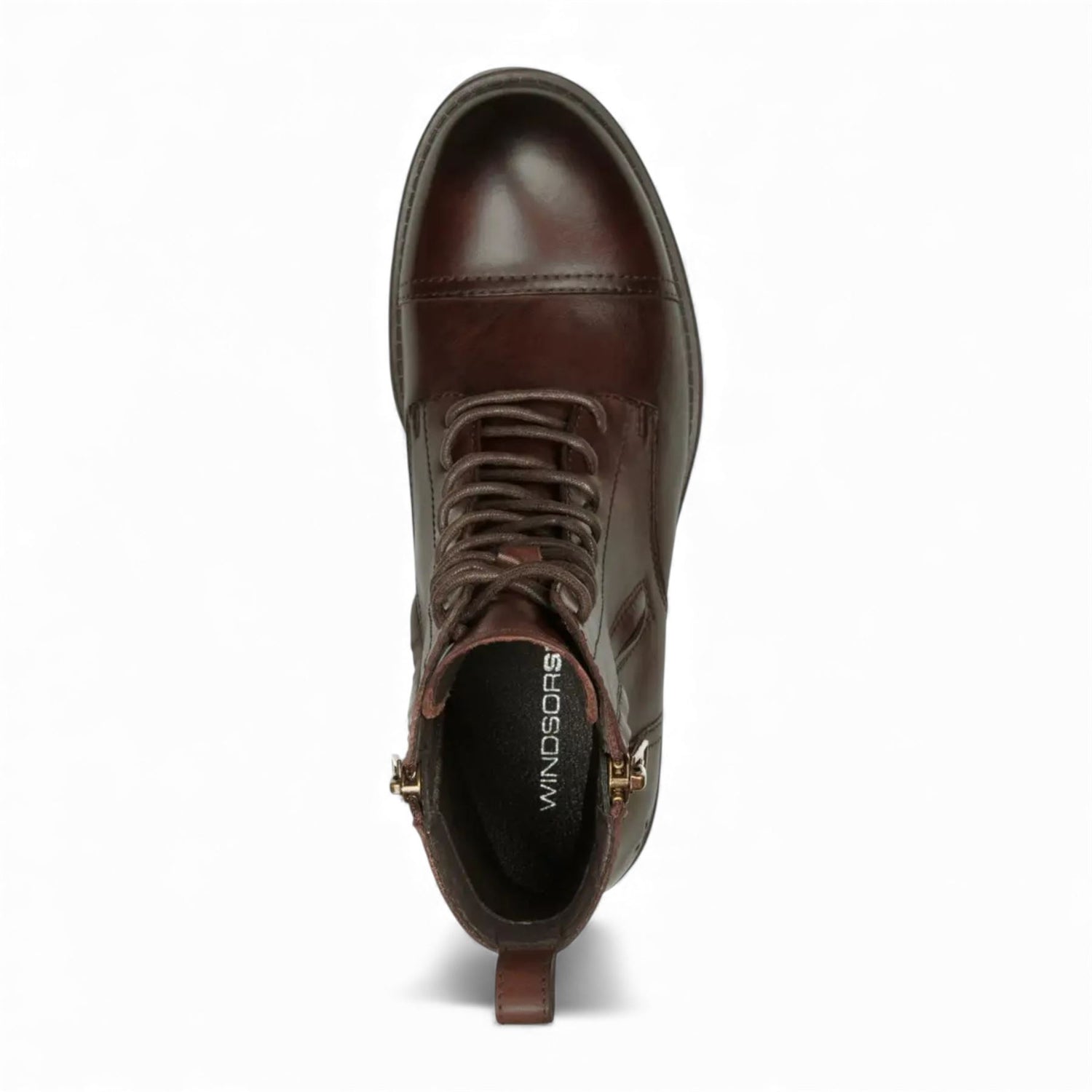Windsorsmith Mens Marron Brown Leather Military Combat Boots - Willem
