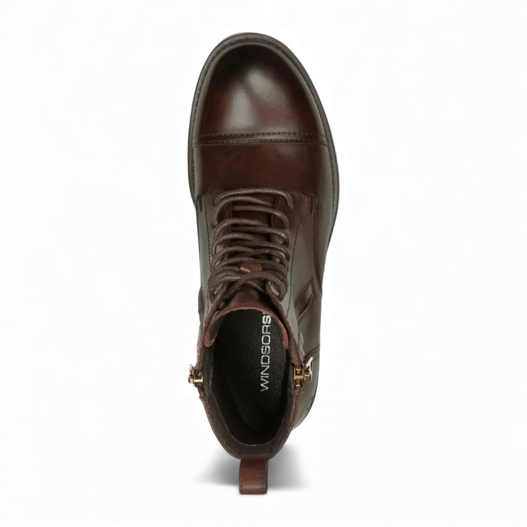 Windsorsmith Mens Marron Brown Leather Military Combat Boots - Willem