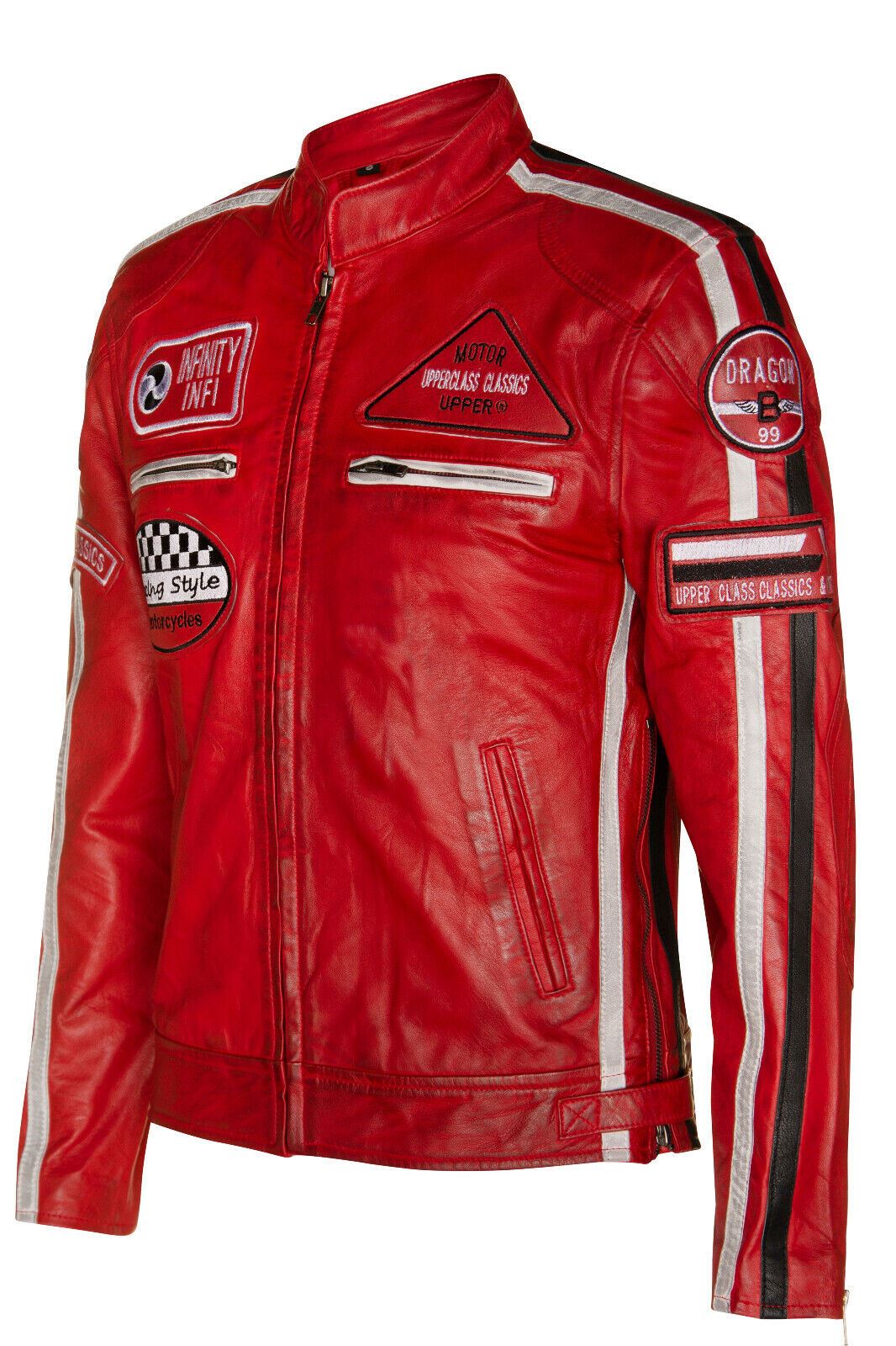 Mens Versatile Leather Biker Jacket-Stone