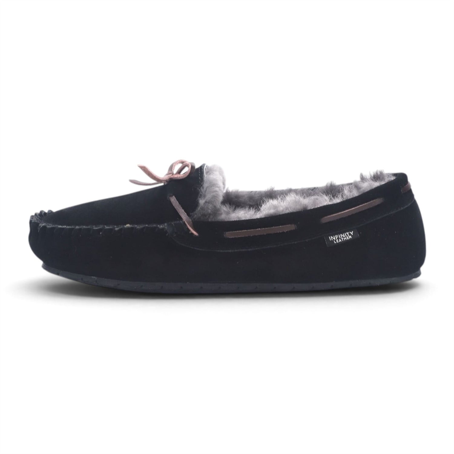 Men’s Black Genuine Sheepskin Moccasin Winter Slippers - Flint