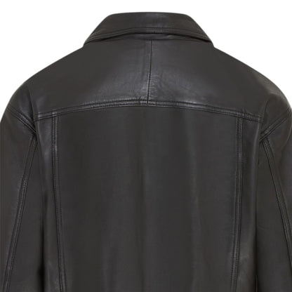 Womens Leather Biker Bomber Oversized Jacket - Blouson