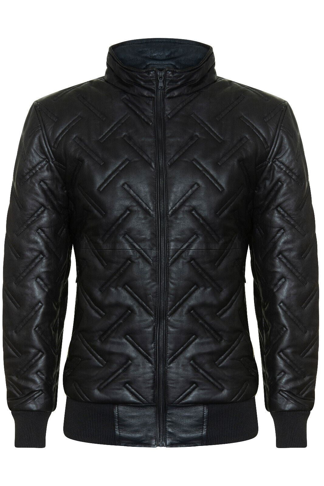 Mens Quilted Leather Bomber Jacket - Taunton
