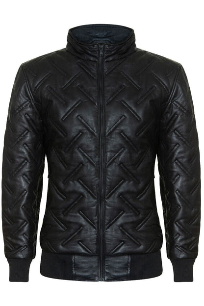 Mens Quilted Leather Bomber Jacket - Taunton