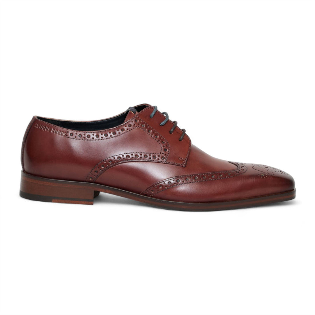Antique Rogue Men’s Burgundy Leather Oxford Derby Brogue - Luca