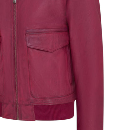 Mens Leather Aviator Bomber Jacket - Lunar