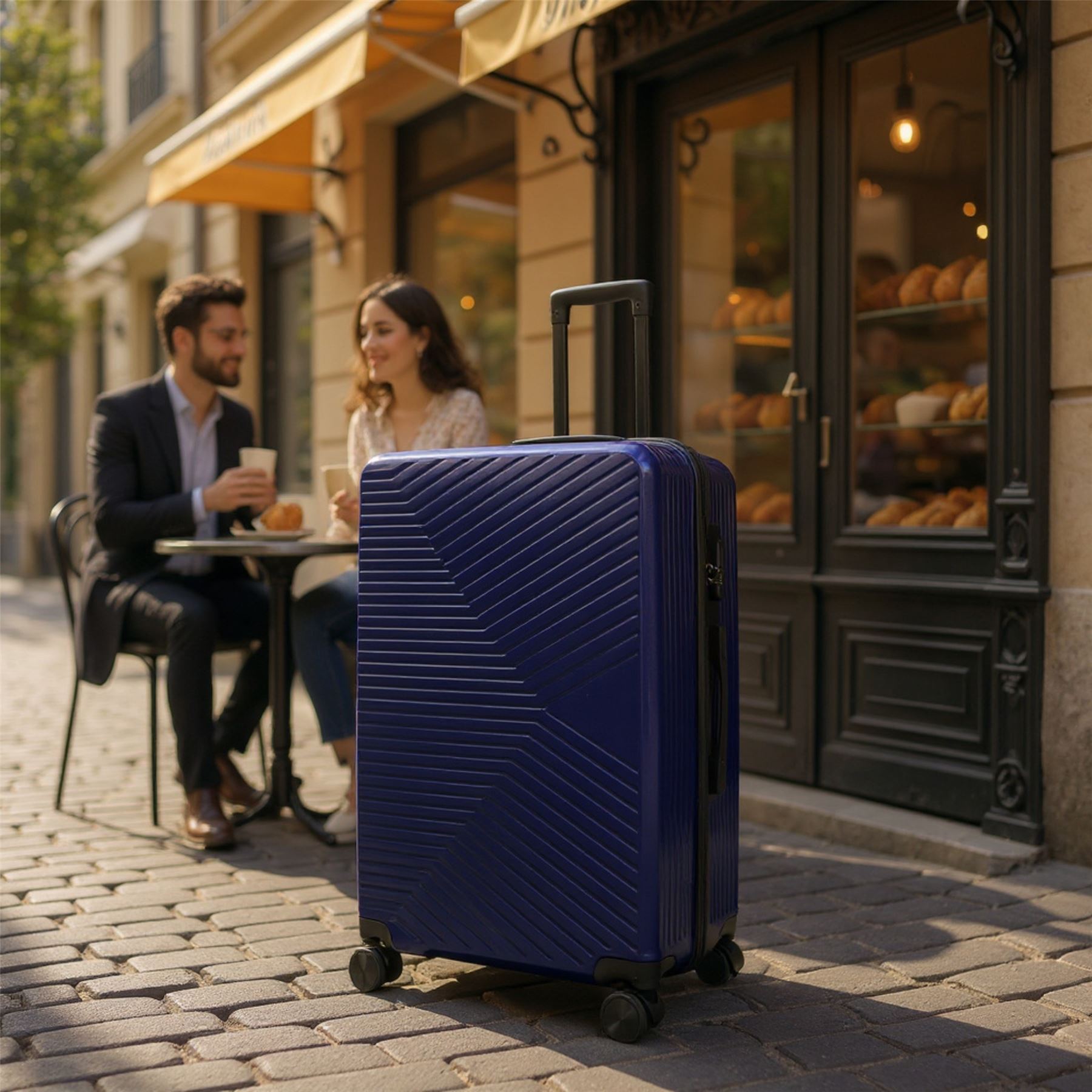 Junee Large Hard Shell Suitcase in Navy Blue