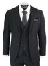 Mens 3 Piece Plain Black Classic Retro Suit - Upperclass Fashions 