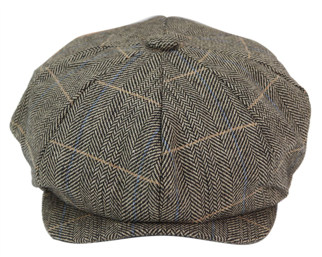 Mens Peaky Blinders Herringbone Newsboy Gatsby Flat Baker Hat