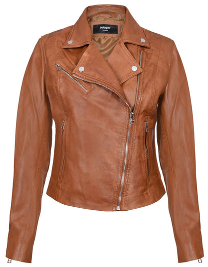 Womens Smart Leather Biker Jacket-Matlock