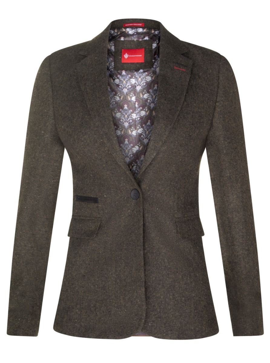 Womens 1920s Olive Green Wool Classic Retro Vintage Blazer