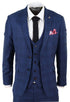 Mens 3 Piece Blue Birdseye Check Classic Suit - Upperclass Fashions 