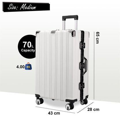 Hardshell Pink Suitcase Set Robust 8 Wheel Luggage Cabin Case Bag - IL-PC-ALLOY-WHITE