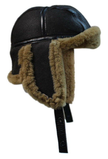 Mens RAF Aviator Sheepskin B-55 Trapper Hat