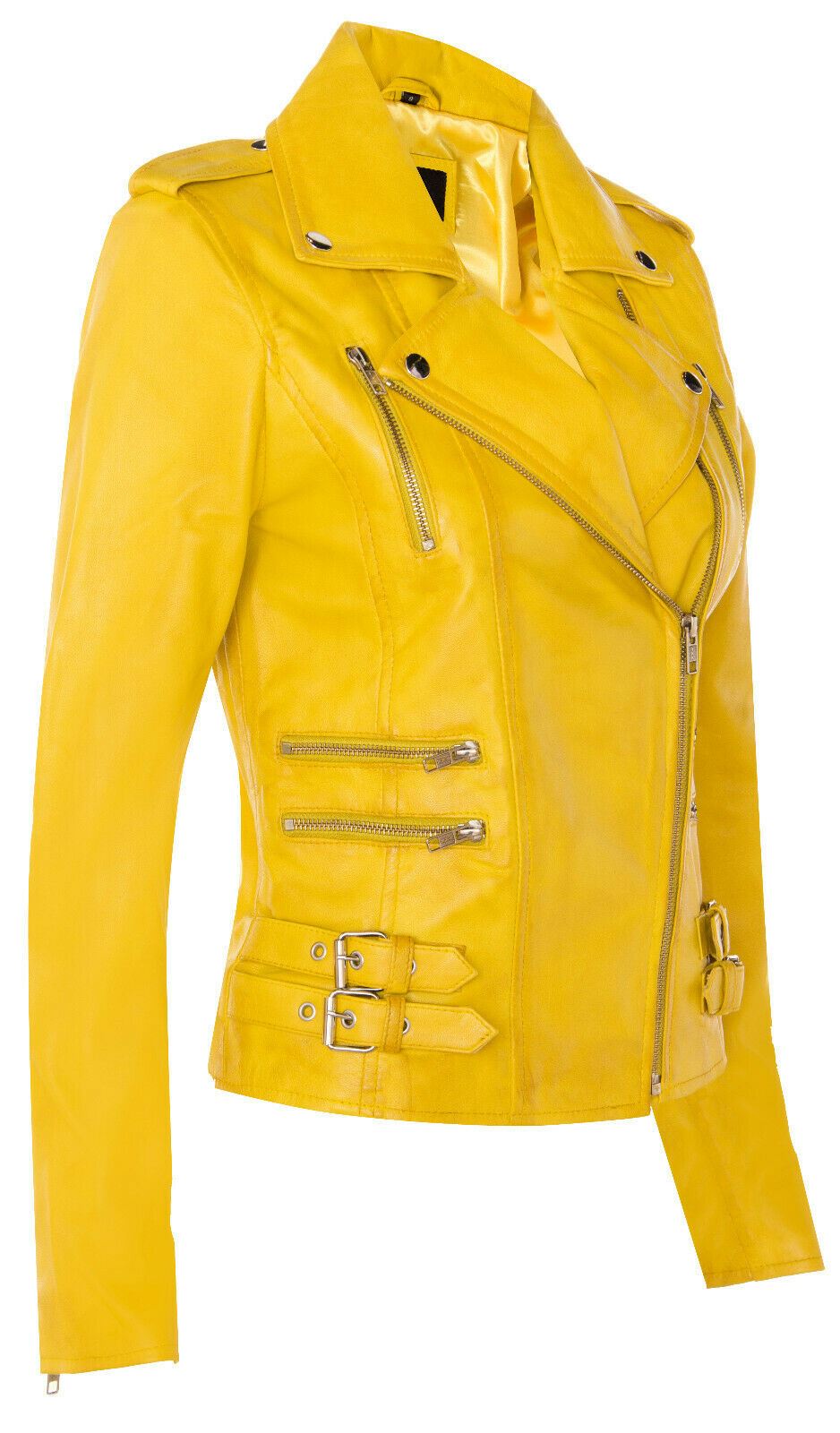 Womens Leather Brando Biker Jacket-Loddon - Upperclass Fashions 