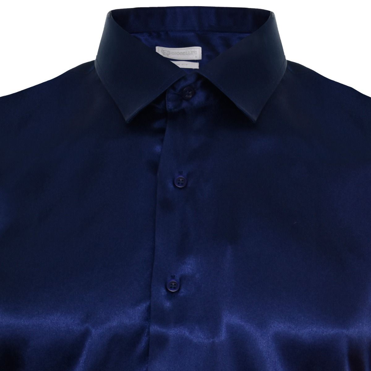 Mens Blue Satin Silk Shirt Smart Casual Button Down Cuff Tailored Fit - Upperclass Fashions 