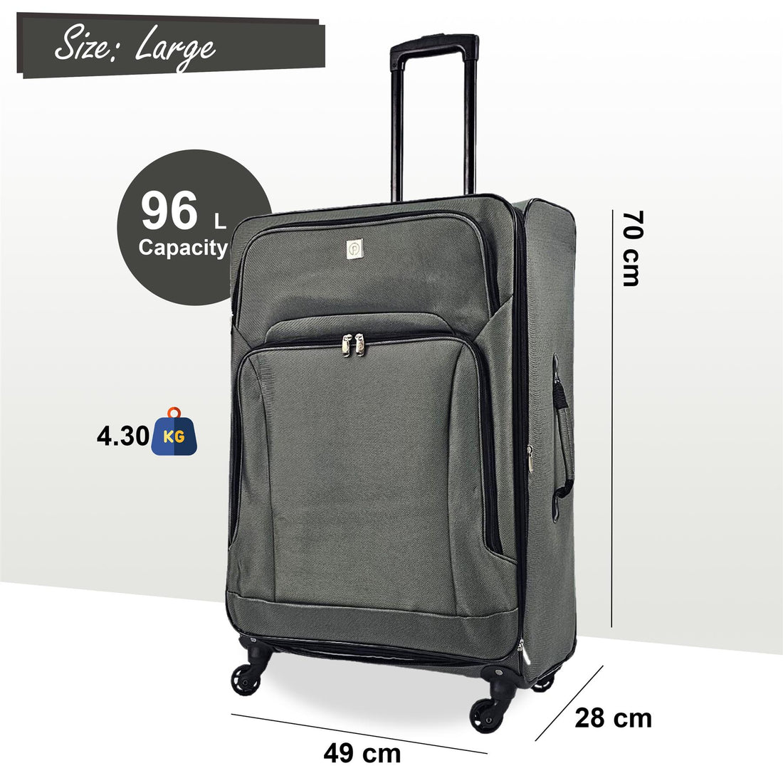Coaling Large Soft Shell Suitcase in Grey