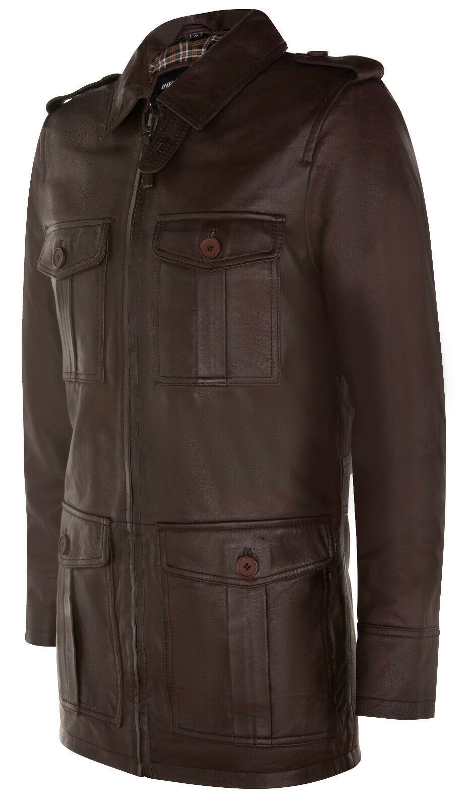 Mens Leather Safari Style Overcoat-Eastbourne