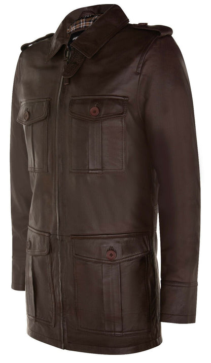 Mens Leather Safari Style Overcoat-Eastbourne