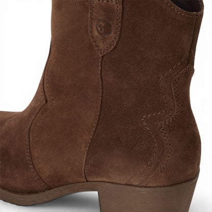 Tamaris Women’s Brown Suede Leather Cowboy Western Ankle Boots - 25702-41