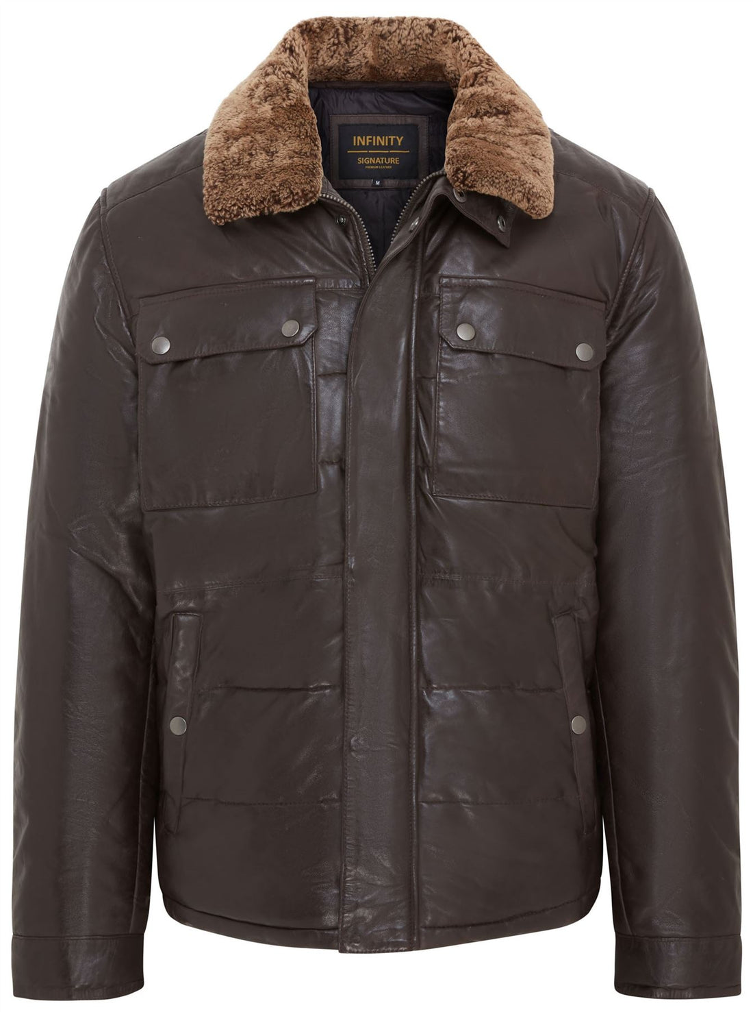 Mens Leather Puffer Quilted Jacket - Farsund