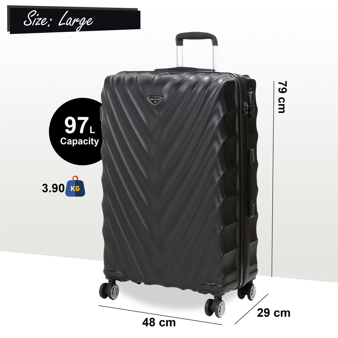 Chatom Large Hard Shell Suitcase in Black