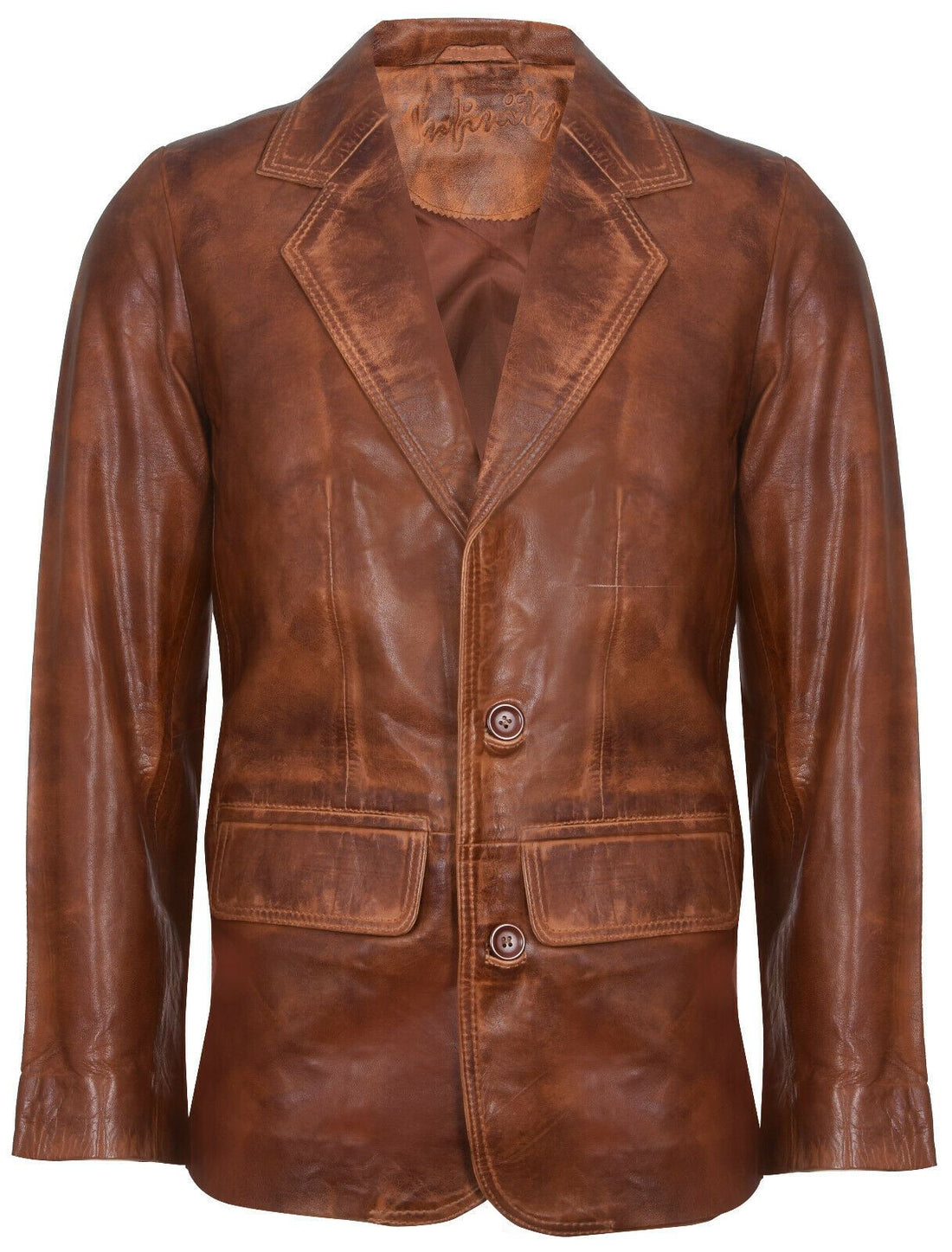 Mens Tan Leather Vintage Blazer Jacket-Dursley