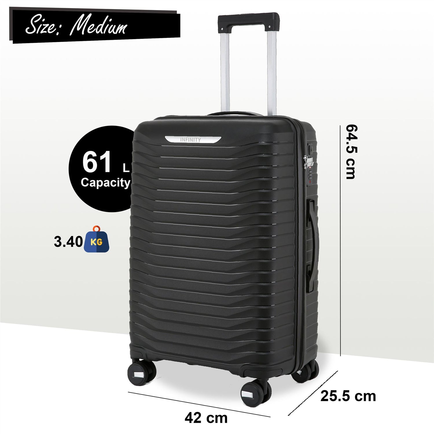 Burnaby Medium Hard Shell Suitcase in Black