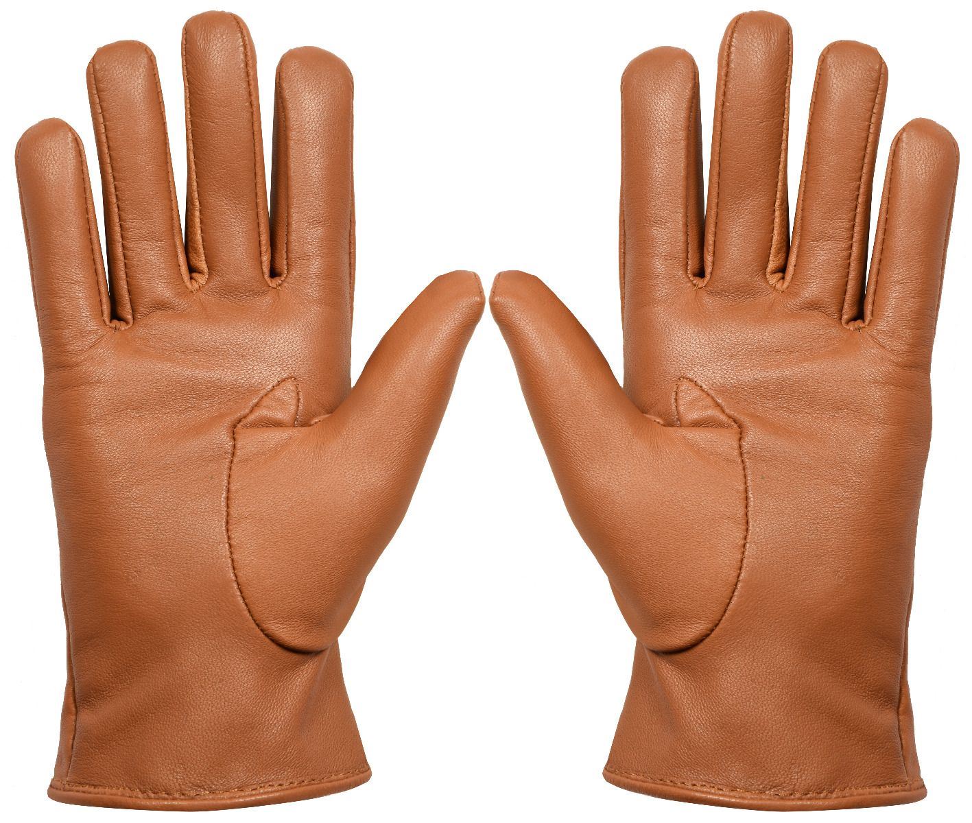 WOMENS TAN CLASSIC SOFT REAL 100% LEATHER GLOVES THERMAL LINED DRIVING FITTED - Upperclass Fashions 