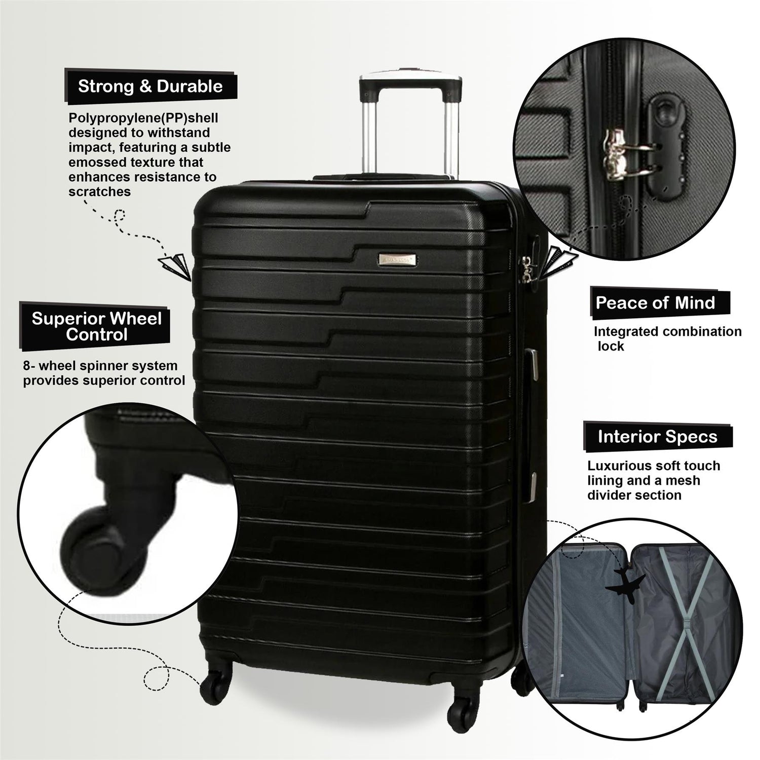 Crossville Large Hard Shell Suitcase in Black