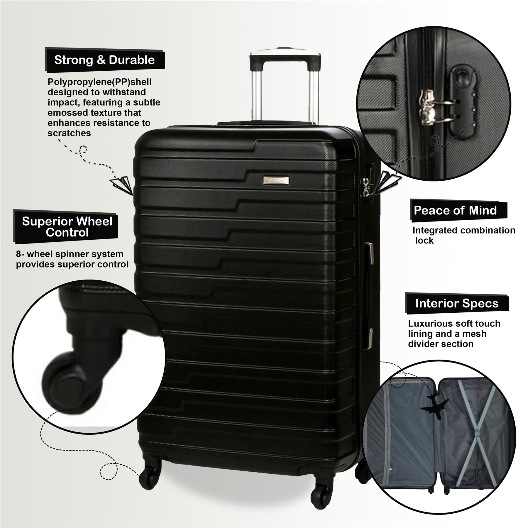 Crossville Large Hard Shell Suitcase in Black