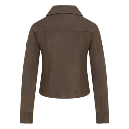 Womens Leather Shacket Collar Jacket - Lofar