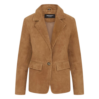 Womens Soft Goat Suede Leather Blazer Jacket-Kolkata