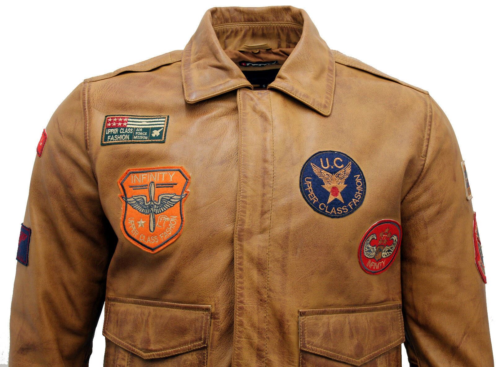 Mens Nappa Leather Bomber Jacket-Colburn in Tan