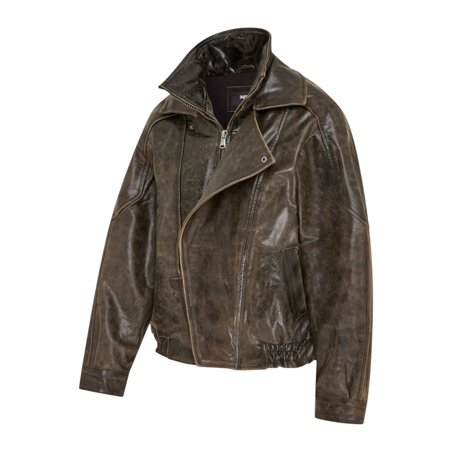 Mens Leather Biker Blouson Jacket - Bomber