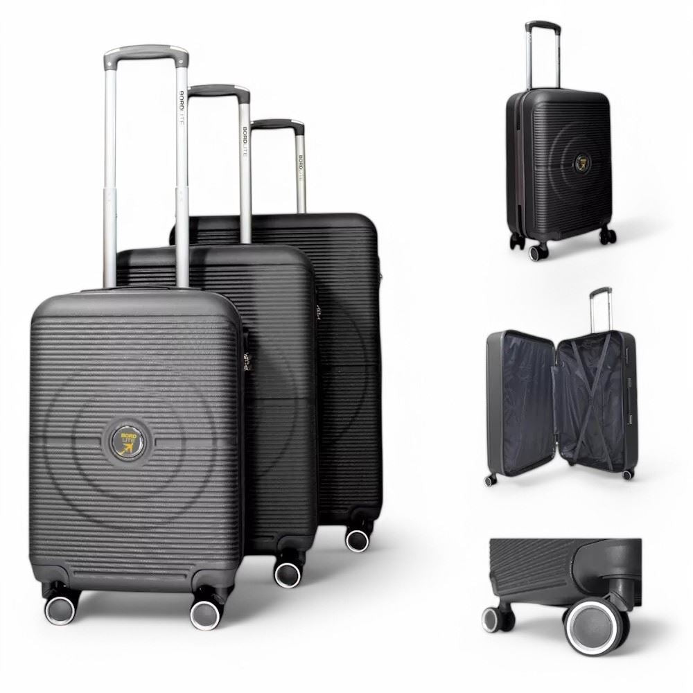 Seto Set of 3 Hard Shell Suitcase in Black