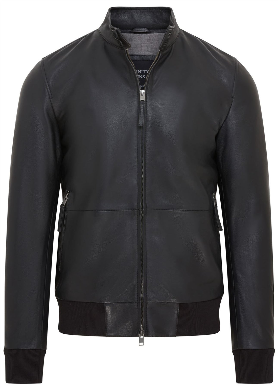 Mens Black Retro Leather Bomber Jacket - Adak