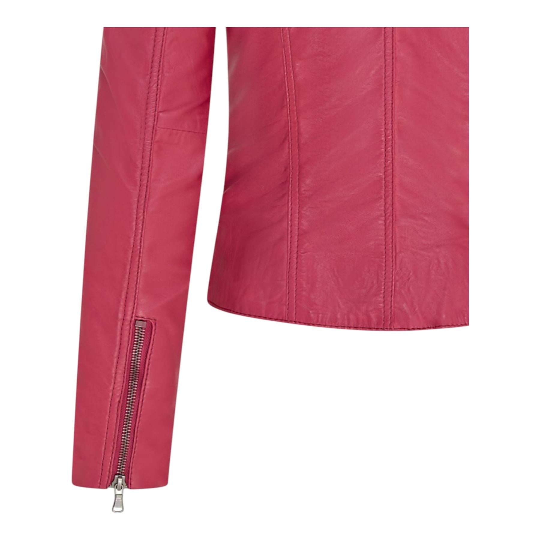 Womens Slim-Fit Leather Biker Jacket-Maldon