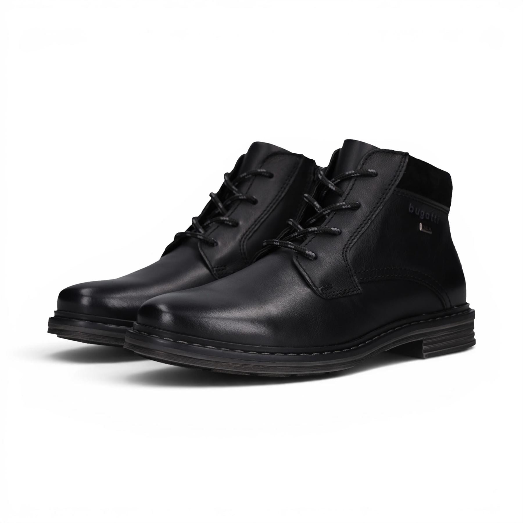 Bugatti Mens Black Leather Lace-up Chukka Ankle Boots - Rigalo Evo