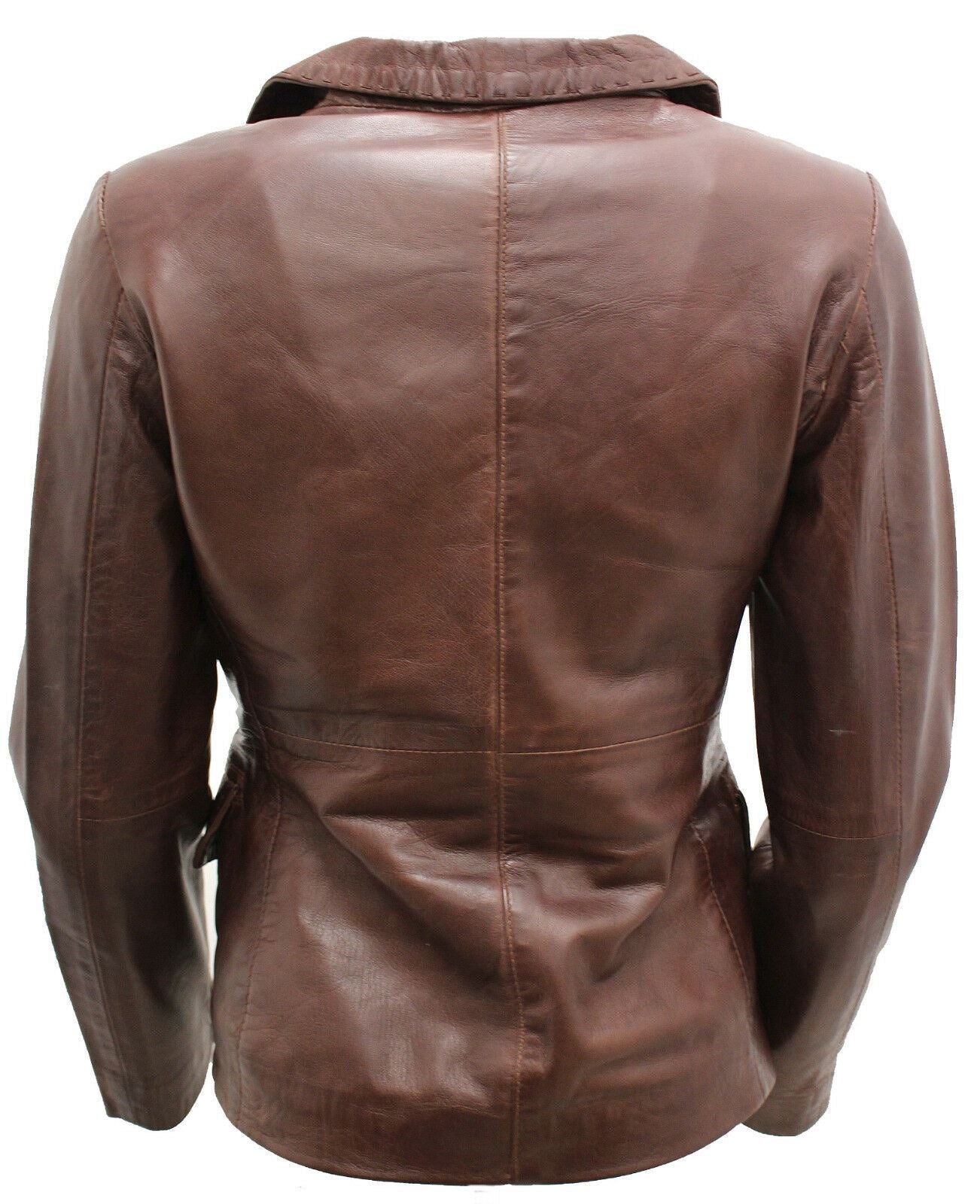 Womens 2 Button Leather Blazer Jacket-Newport