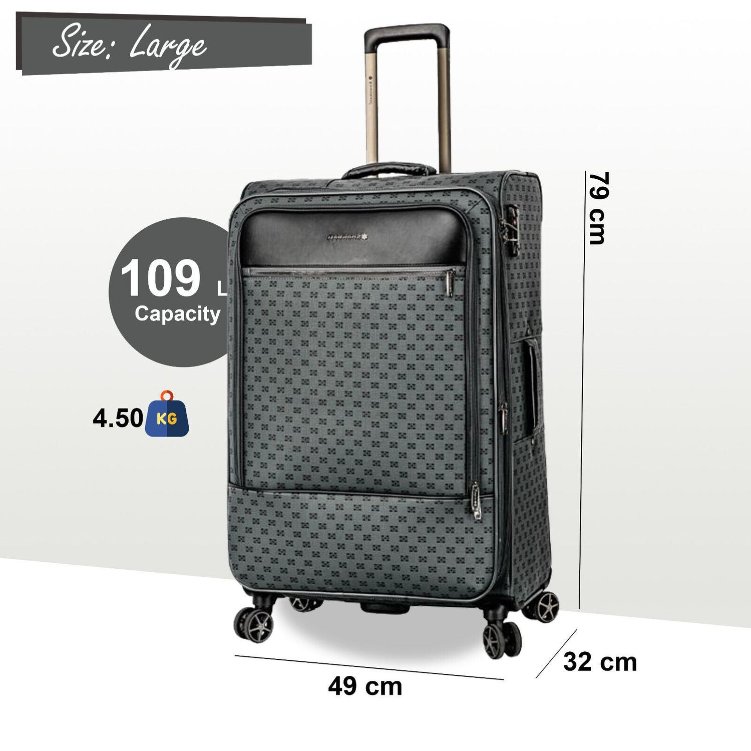 Cleveland Large Soft Shell Suitcase in Grey