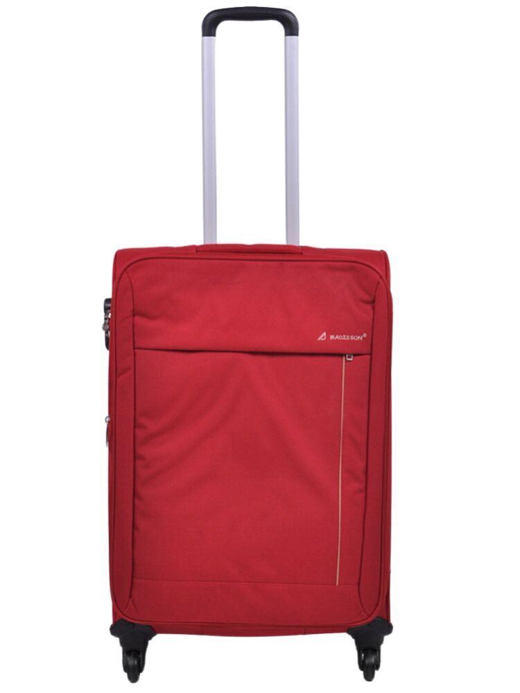 Lightweight Red Soft Casing Suitcases 8 Wheel Luggage Travel - Upperclass Fashions 