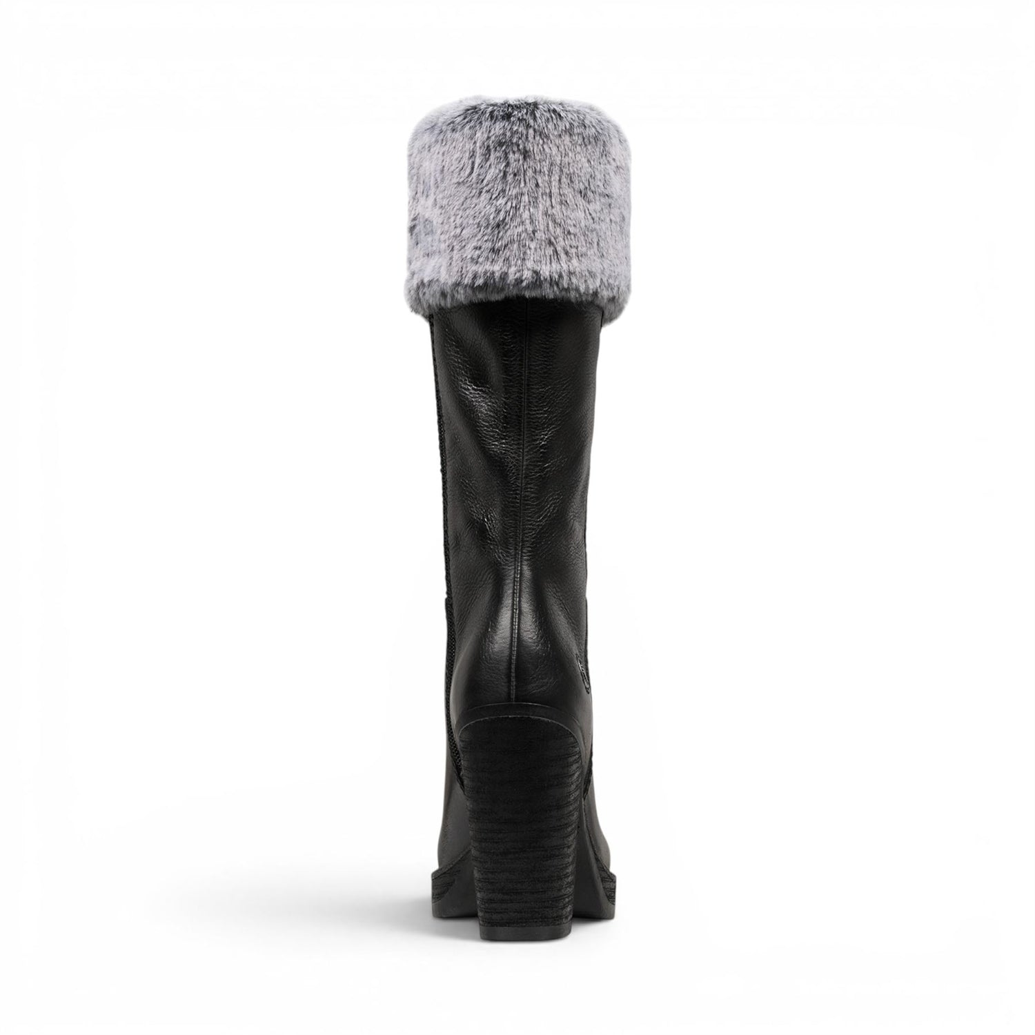 Windsorsmith Womens Mid Calf Black Leather High Heel Fur Boots - Lovestruck