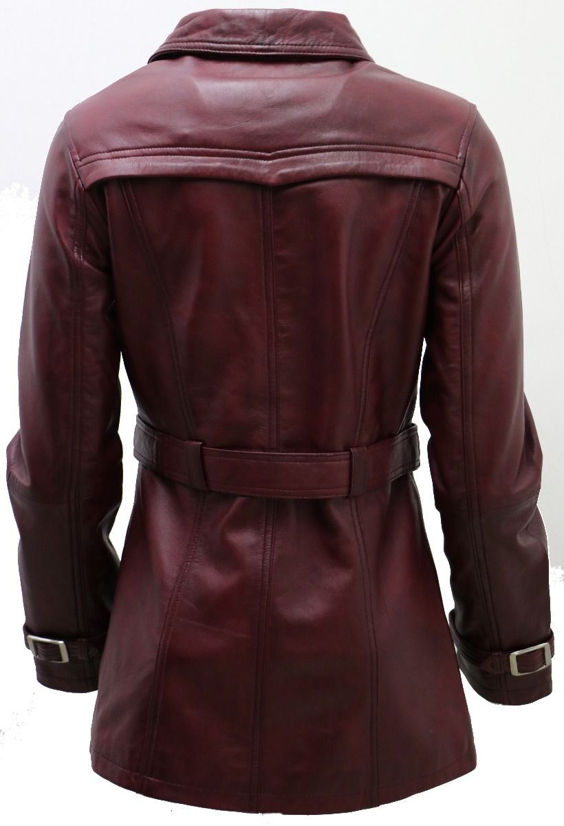 Womens Mid Length Leather Trench Coat -Oakham