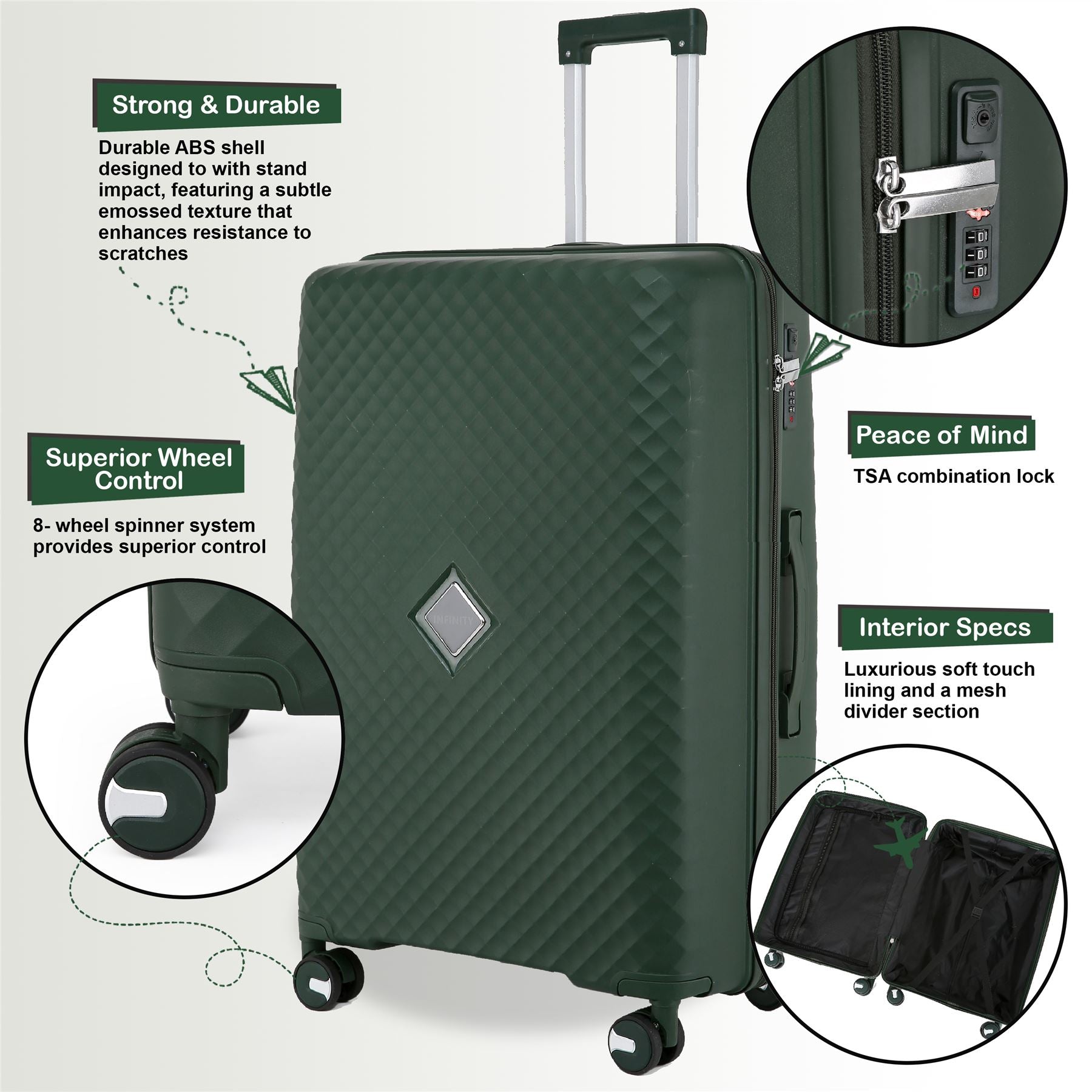 Courtenay Cabin Hard Shell Suitcase in Green