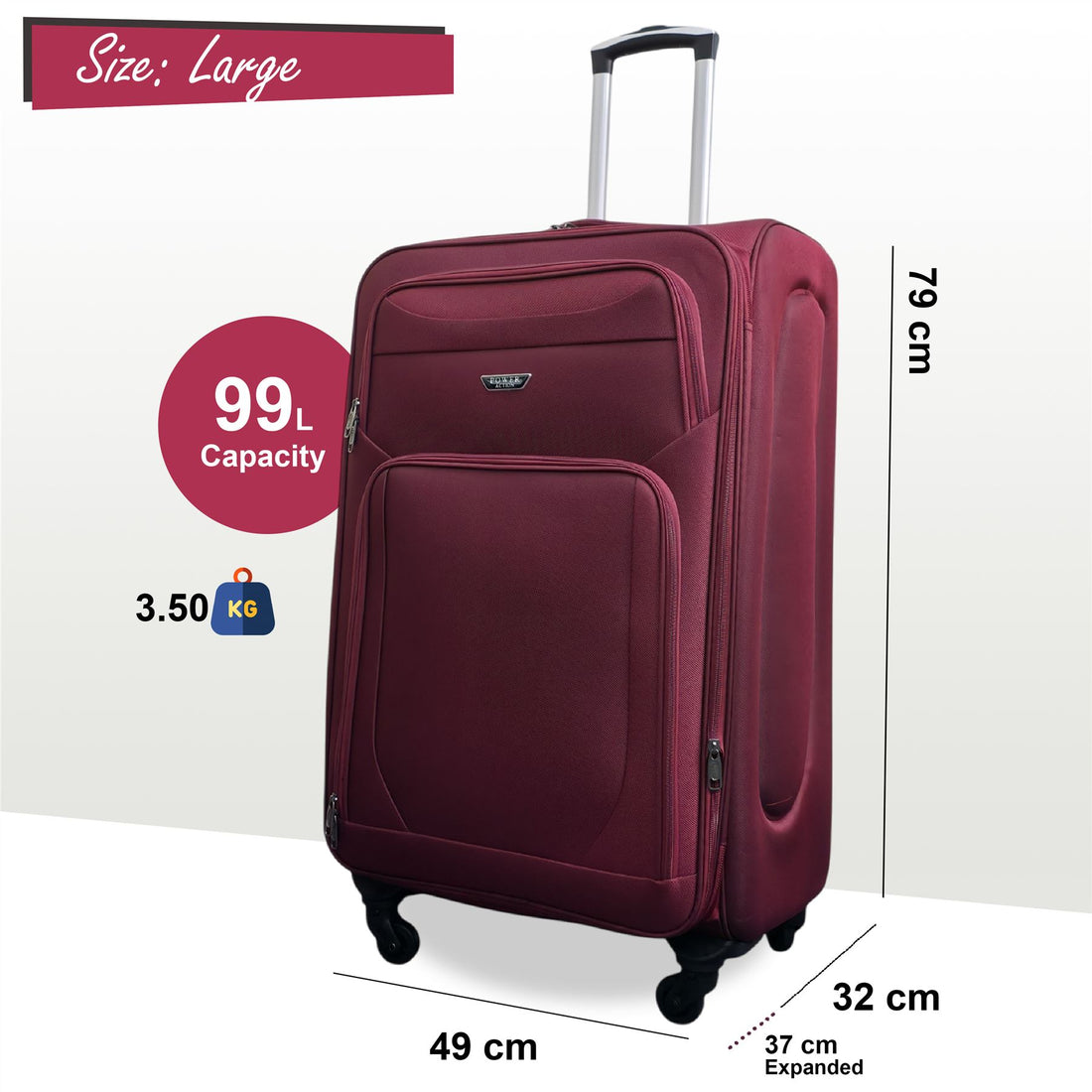Nagoya Large Soft Shell Suitcase in Wine