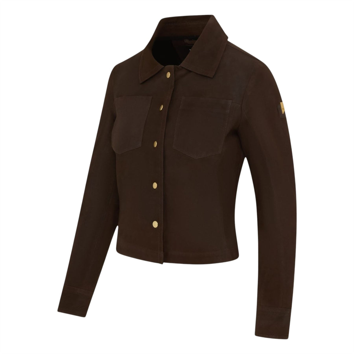 Womens Leather Shacket Collar Jacket - Lofar